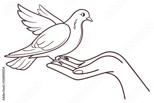 Elegant Hand Offering Dove Vector Illustration