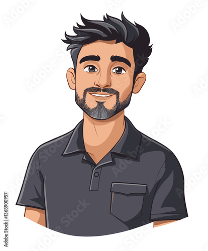 Confident Middle Eastern man wearing a casual shirt and smiling warmly at the camera in a friendly atmosphere
