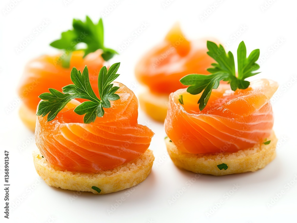 Delicious Salmon Appetizer Bites with Fresh Parsley for Elegant Serving Delicious Salmon Appetizer Bites with Fresh Parsley for Elegant Serving