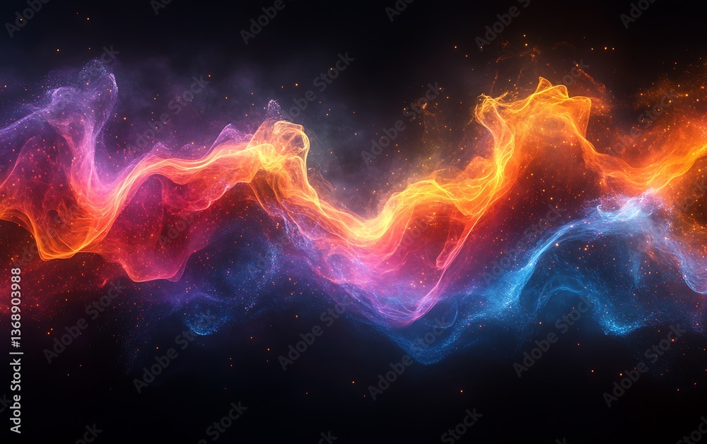 Obraz premium Abstract Cosmic Nebula: A Symphony of Fire and Ice