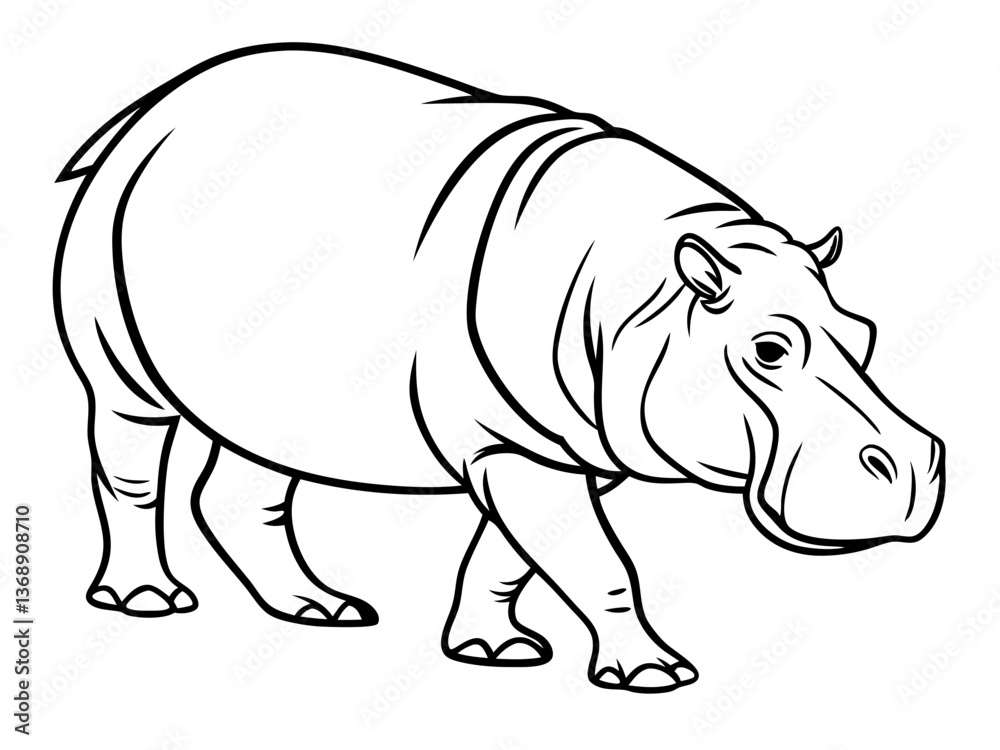 Fototapeta premium Minimalist Hippopotamus Vector Design on White