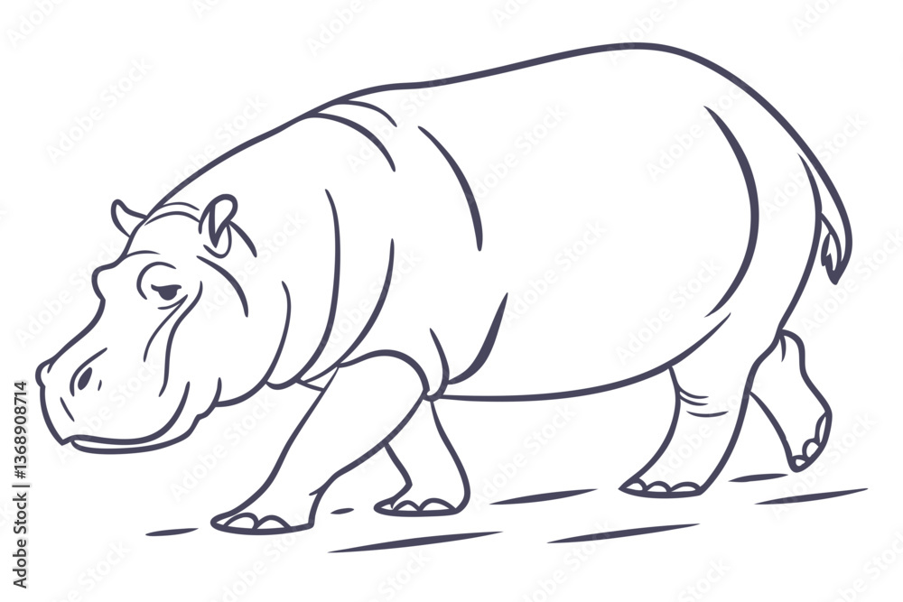Fototapeta premium Minimalist Hippopotamus Vector Design on White