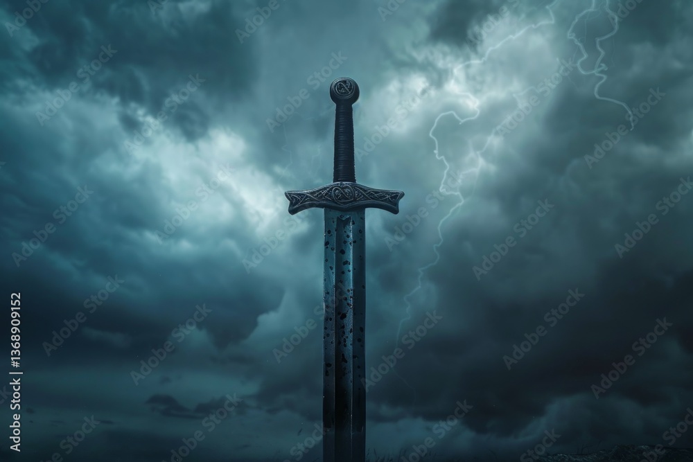 Naklejka premium Dark fantasy, shining sword