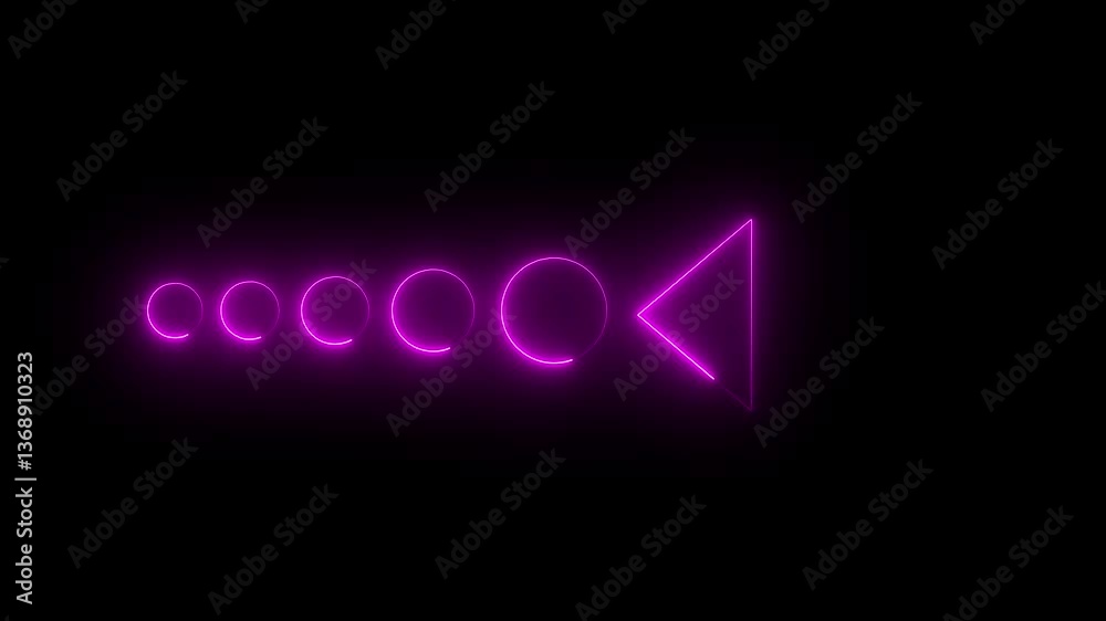 Neon button with arrow pointing to the right background..