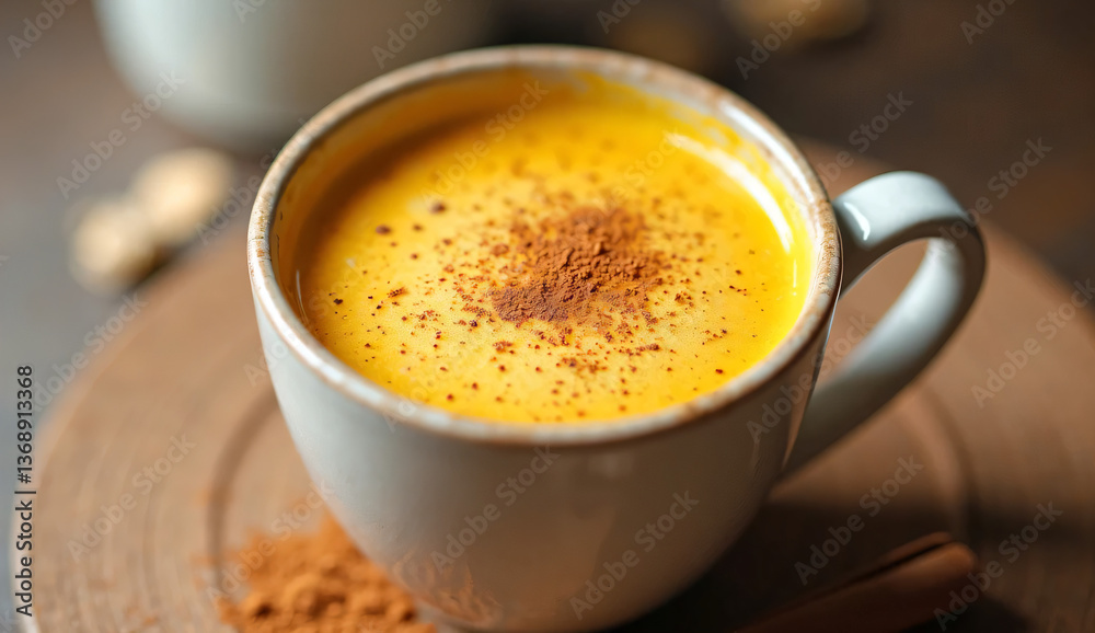 Golden Turmeric Latte with Cinnamon Topping Golden Turmeric Latte with Cinnamon Topping