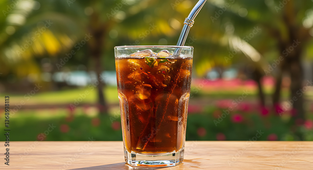 Refreshing Iced Coffee in Tropical Paradise A Perfect Summer Drink Refreshing Iced Coffee in Tropical Paradise A Perfect Summer Drink