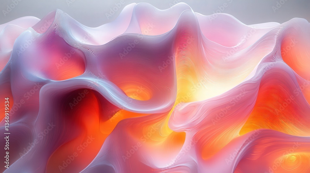 Fototapeta premium Abstract Fluid Curves in Vibrant Hues of Orange and Pink Tones