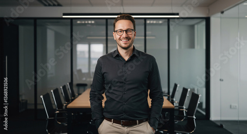 Wallpaper Mural Smiling Businessman in Modern Office Environment Torontodigital.ca