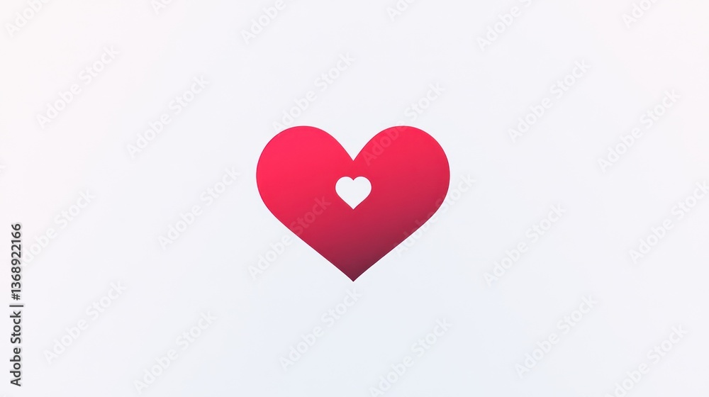 A vibrant red heart with a smaller white heart inside symbolizing love and affection A vibrant red heart with a smaller white heart inside symbolizing love and affection