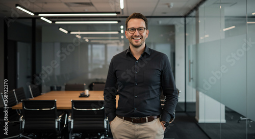 Wallpaper Mural Smiling Businessman in Modern Office Environment Torontodigital.ca