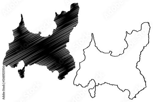 Shapinsay island (United Kingdom of Great Britain and Northern Ireland, Scotland, Orkney) map vector illustration, scribble sketch Isle of Shapinsay map