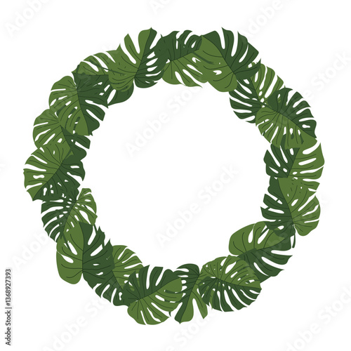 Tropical Monstera Leaf Wreath Frame.