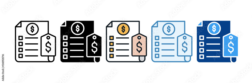 Price List Icon Set Multiple Style Collection Price List Icon Set Multiple Style Collection