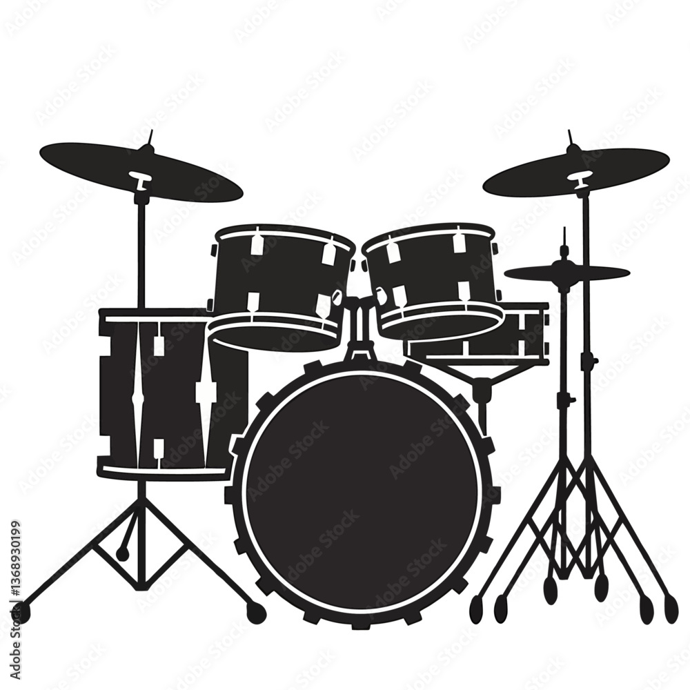 Drum Set Silhouette Vector Illustration Drum Set Silhouette Vector Illustration