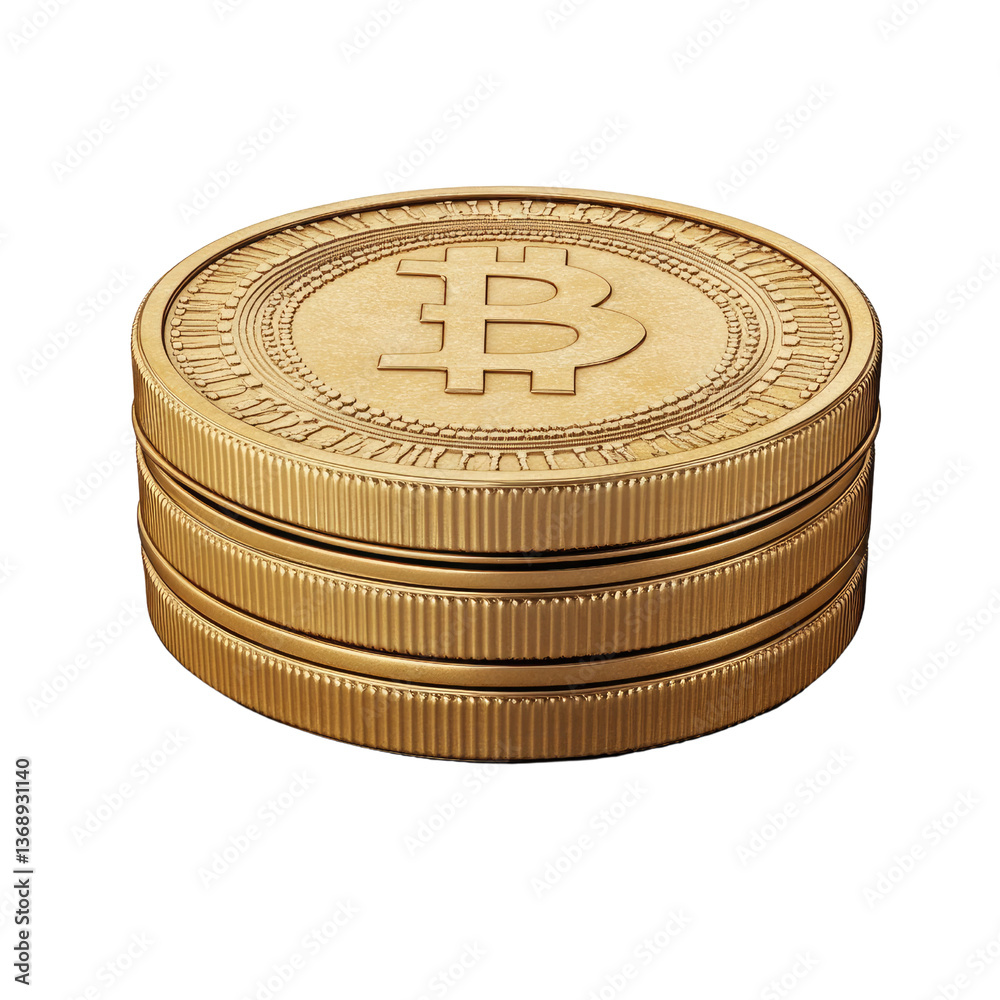 A gleaming stack of bitcoin coins, symbolizing digital wealth and cryptocurrency investment, with a rich golden hue and intricate detailing. A gleaming stack of bitcoin coins, symbolizing digital wealth and cryptocurrency investment, with a rich golden hue and intricate detailing.