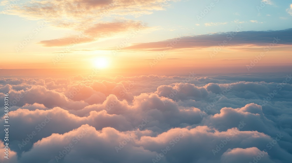 Aerial view of sunset over fluffy clouds. (1) Aerial view of sunset over fluffy clouds. (1)