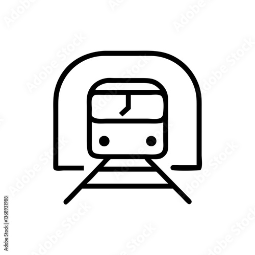 Subway train arriving at tunnel entrance, urban transportation