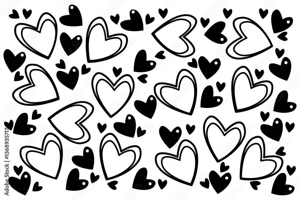 Fototapeta premium Heart seamless pattern on white background