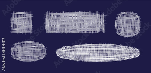Set of grunge backgrounds. Intersecting white strokes.