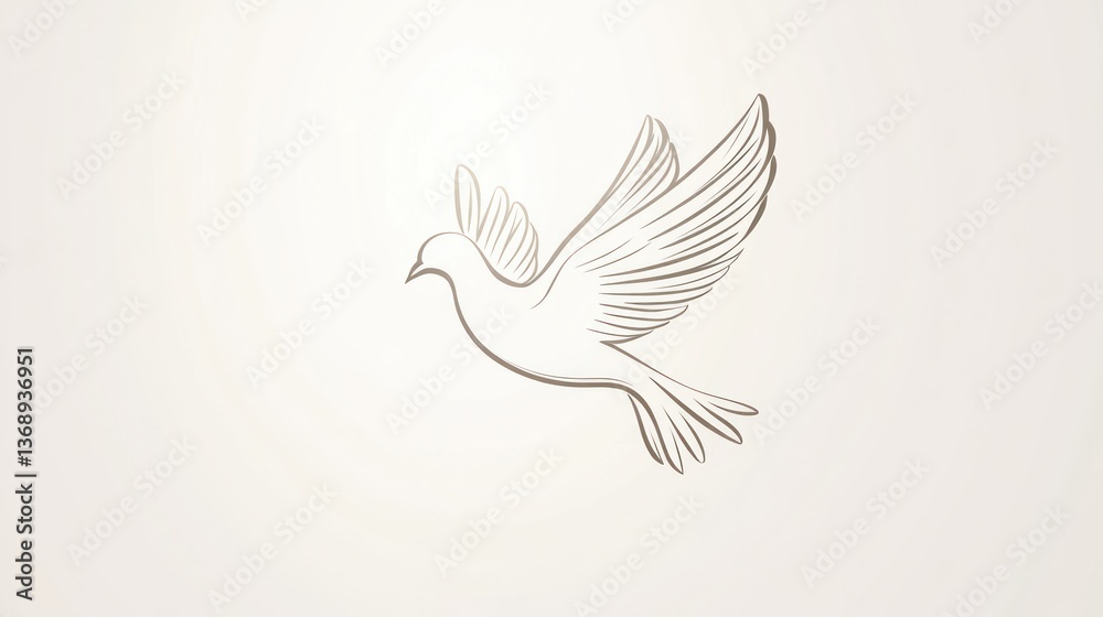 Obraz premium Elegant Line Art of a Soaring Bird in Flight Perfect for Peace Freedom and Nature Themes