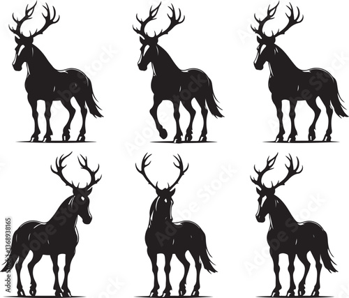 set of horse silhouettes