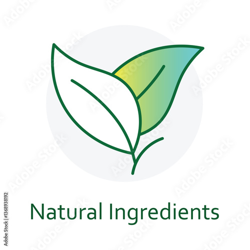 Natural Ingredients. Leaf icon for products emphasizing natural, botanical, and environmentally friendly components.