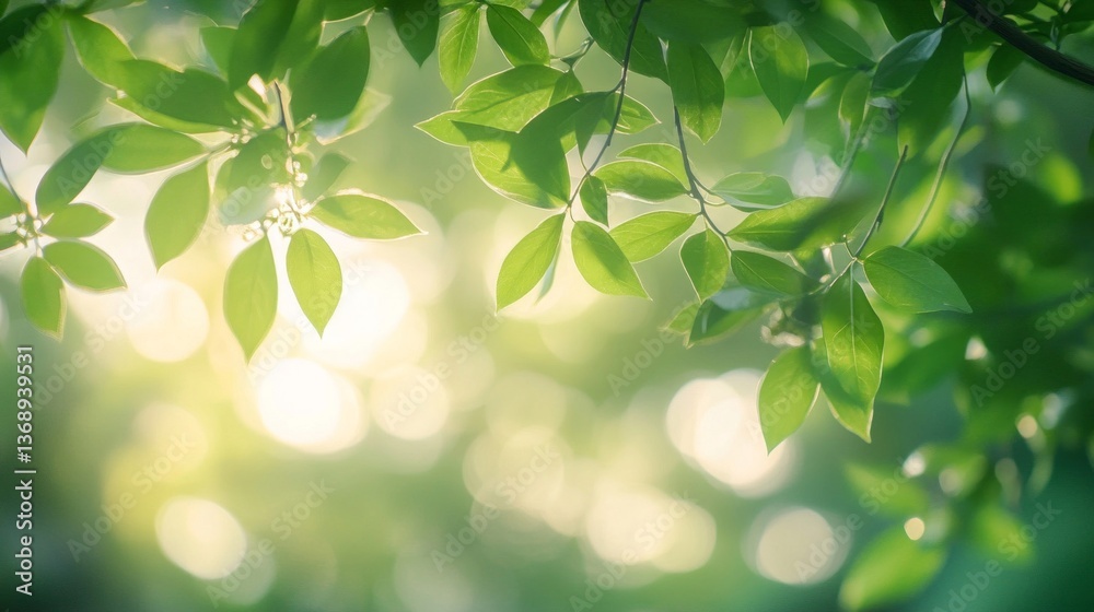 Obraz premium Sunlit Green Leaves And Branches