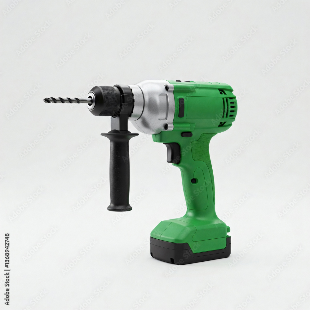 Cordless drill on a white background. 3d rendering. Cordless drill on a white background. 3d rendering.
