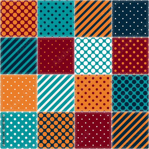 Patchwork print wallpaper background with different patterns quilting hobby craft handmade
