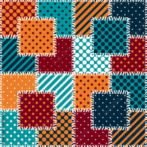 Patchwork print wallpaper background with different patterns quilting hobby craft handmade