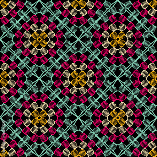  Pattern with crochet granny square wallpaper handmade decorative art design print
