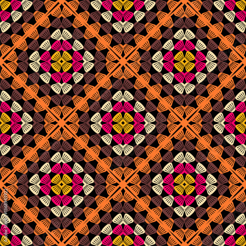  Pattern with crochet granny square wallpaper handmade decorative art design print
