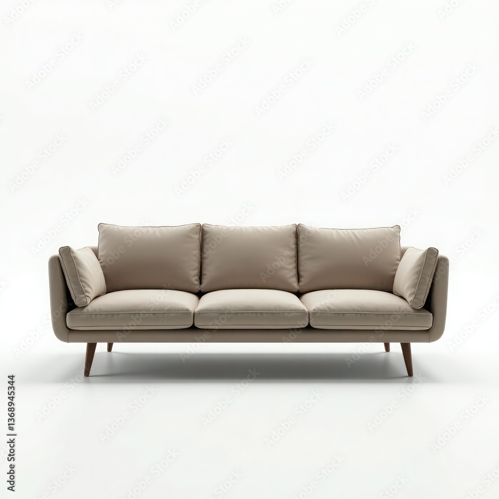 Modern beige sofa with plush cushions and wooden legs, perfect for a stylish living room. Modern beige sofa with plush cushions and wooden legs, perfect for a stylish living room.