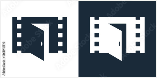 media with door logo design abstract vector