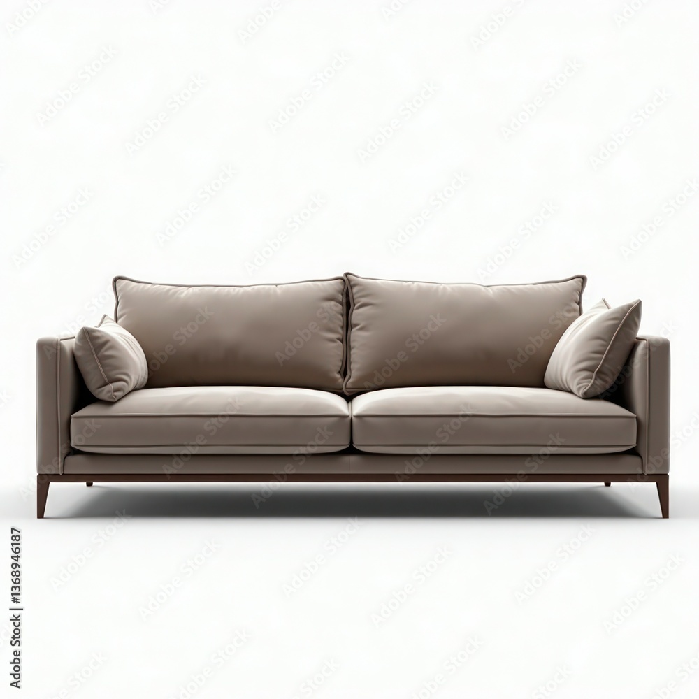Fototapeta premium Elegant beige sofa with plush cushions, perfect for modern living spaces.