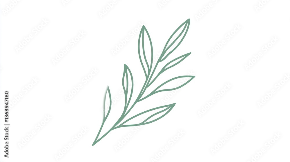 Naklejka premium Minimalist Green Leaf Illustration for Design and Decor