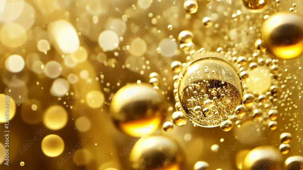 Golden bubbles ascend in effervescent sparkle dance with vivid light play Golden bubbles ascend in effervescent sparkle dance with vivid light play