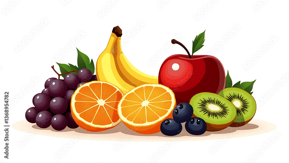 Naklejka premium Fresh Colorful Fruits High-Quality Digital Illustration
