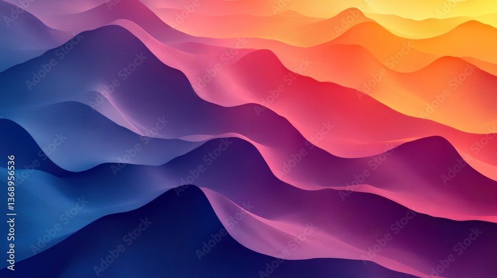 Obraz premium Abstract Waves in Vibrant Gradient Colors of Red and Blue Shades