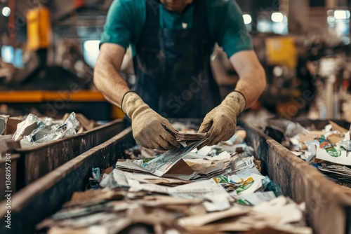 Workers sort recyclable materials at a facility during daylight hours ensuring proper waste management practices