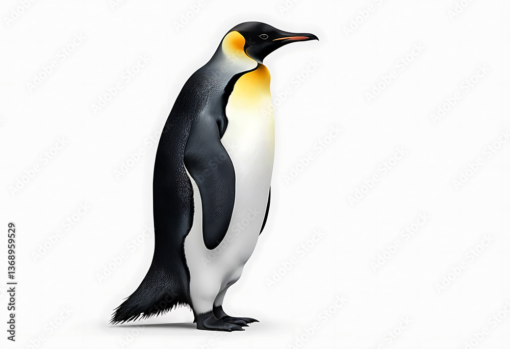Fototapeta premium High-Quality Emperor Penguin Digital Illustration on White Background