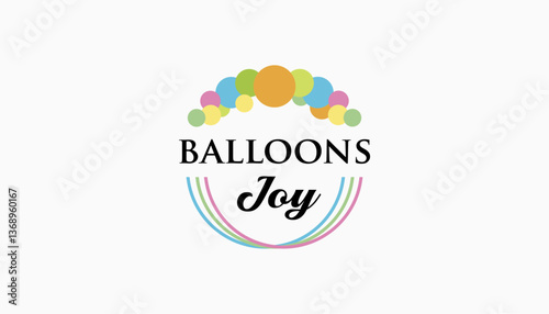 Happy Birthday joy ballons logo design template vector