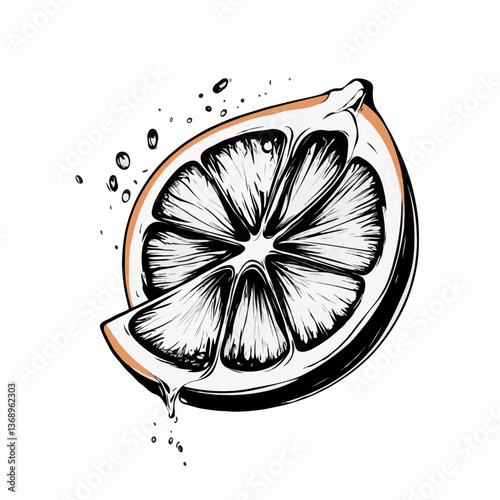 Contemporary Outlined Orange Slice Logo with Juice