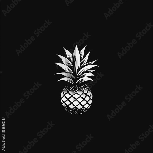 Modern Abstract Pineapple Logo in Monochrome