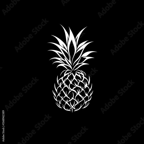 Modern Abstract Pineapple Logo in White on Black