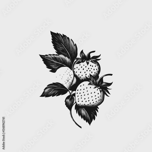Minimalist Strawberries on Vine