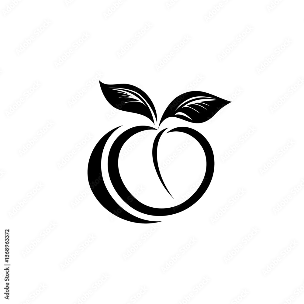 Modern Peach Logo, Abstract Style Modern Peach Logo, Abstract Style