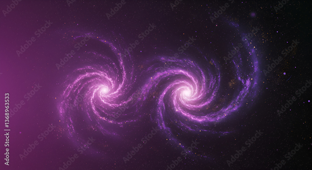 Obraz premium Mystical Amethyst and Charcoal Swirls in a Cosmic Galaxy Background