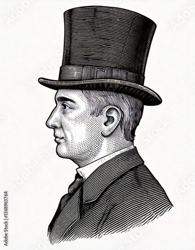 Obraz na płótnie man with a top hat as a sketch engraving w salonie