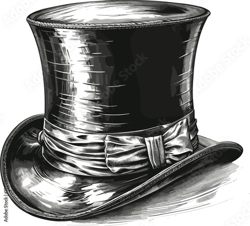 classic top hat, featuring detailed engraving lines and a traditional design sketch engraving generative ai fictional character vector illustration. 